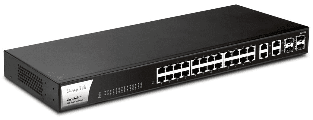 DrayTek Vigorswitch G1282 - Switch Gigabit Ethernet administrable web SMART 24 puertos Gigabit 4 puertos combo SFP/RJ45
