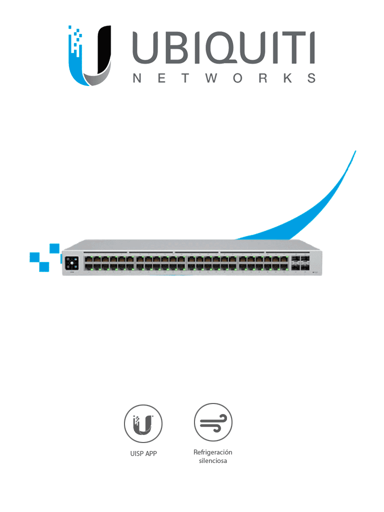 UBIQUITI USW-48 UniFi Switch Capa 2 de 48 puertos 10/100/1000 Mbps más 4 puertos 1G SFP con pantalla informativa.
