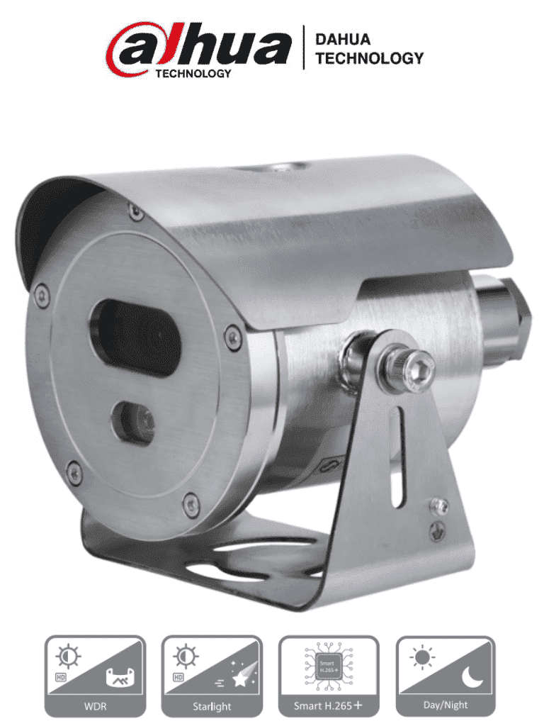 DAHUA DH-ECA2A1400-HN Cámara Bullet Antiexplosiva 4MP/ Lente 4mm/ Starlight/ SMD/ IR 30 metros/ Smart H.265+/ Min. iluminación 0.005 lux/ Detección de Humanos/ PoE/ IP68. Certificación ATEX e IECEx/ #LONUEVO