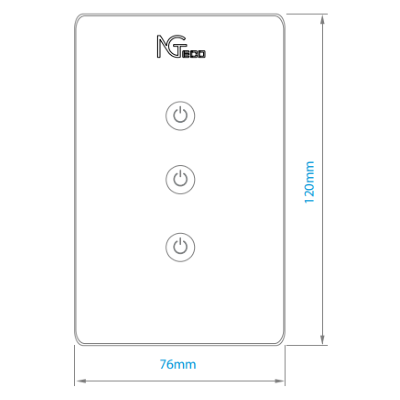 NGTECO NGS103 - Apagador Inteligente WiFi 3 Botones Touch / Control Remoto vía App / Control por Voz / Temporizador / Panel Táctil de Alta Sensibilidad / WiFI 2.4 GHz / Se requiere Cable Neutro / Compatible con Alexa y Asistente de Google