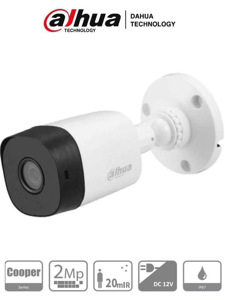 DAHUA HAC-B1A21-28 - Cámara bullet de 2 MP 1080p lente de 2.8 mm con ángulo de visión de 100° IR de 20 m IP67 compatible con CVI TVI AHD y CVBS. Ideal para monitoreo en cualquier entorno. #VolDH
