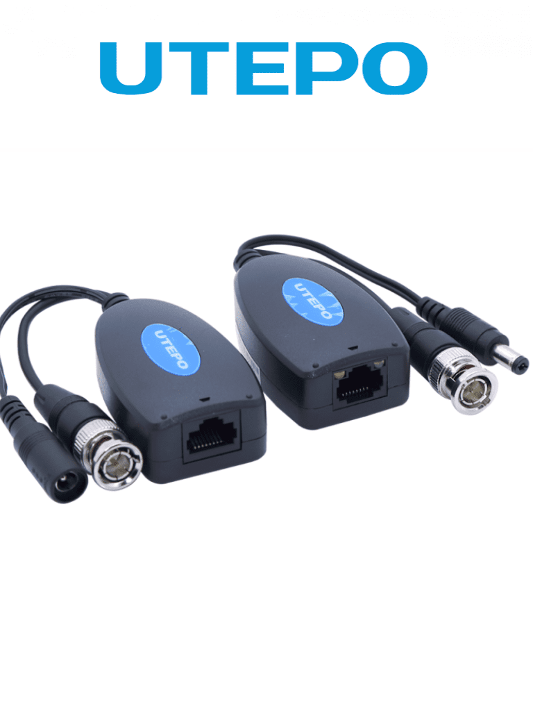 UTEPO UTP101PVHD12 - Par de transceptores 4K para video y energía con entradas RJ45 4K hasta 150m con CVI 4MP y 2MP hasta 250m
