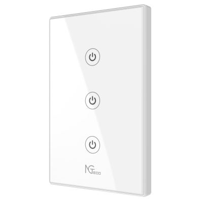NGTECO NGS103 - Apagador Inteligente WiFi 3 Botones Touch / Control Remoto vía App / Control por Voz / Temporizador / Panel Táctil de Alta Sensibilidad / WiFI 2.4 GHz / Se requiere Cable Neutro / Compatible con Alexa y Asistente de Google