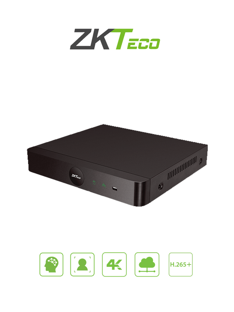 ZKTECO Z8608NF8F - NVR de 8 Megapixeles ( 4K ) / 8 Canales IP / Reconocimiento Facial / Compresión H.265+ / 2 Bahías de Disco Duro / Funciones Inteligentes / Salida de Video HDMI 4K / Entrada y Salida de Alarma / Servicio P2P