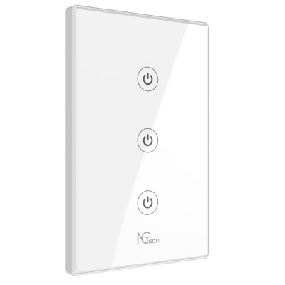 NGTECO NGS103 - Apagador Inteligente WiFi 3 Botones Touch / Control Remoto vía App / Control por Voz / Temporizador / Panel Táctil de Alta Sensibilidad / WiFI 2.4 GHz / Se requiere Cable Neutro / Compatible con Alexa y Asistente de Google
