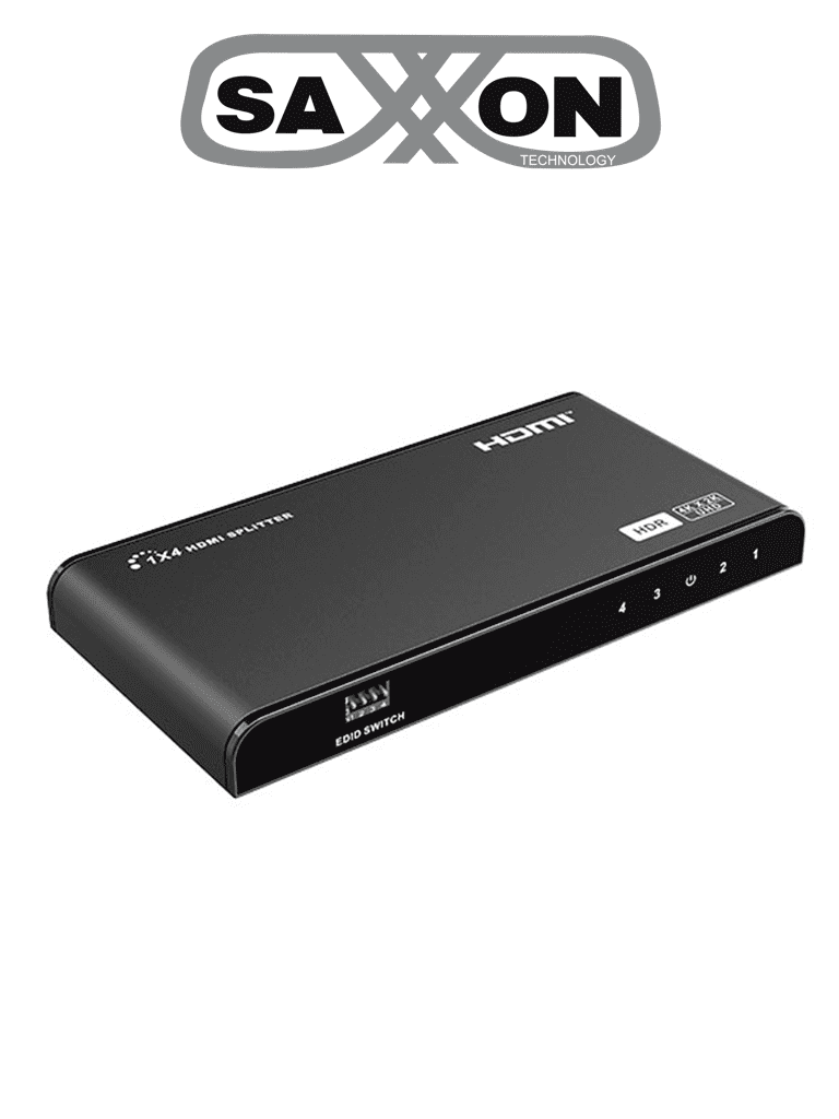 SAXXON LKV314HDR-V2.0 - Divisor HDMI 4K de 1 Entrada y 4 salidas/ Resolución 4K x 2K Ultra HD/ 1080P Full HD/ Soporta HDR y Ajuste de resolución EDID/ Salidas de video combinadas en 4K y 1080P/ Distancia de hasta 10 Metros en Entrada y Salidas/