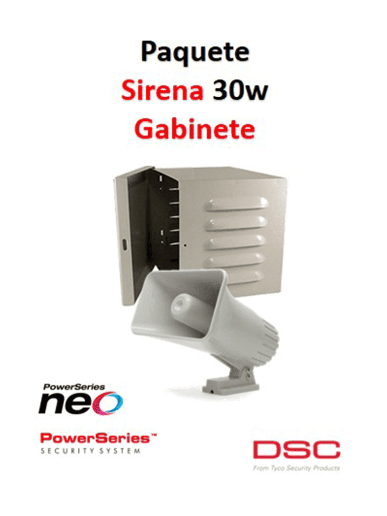 DSC S30WGPAQTT - Paquete Sirena Exterior 30W con Gabinete GS001 TT001