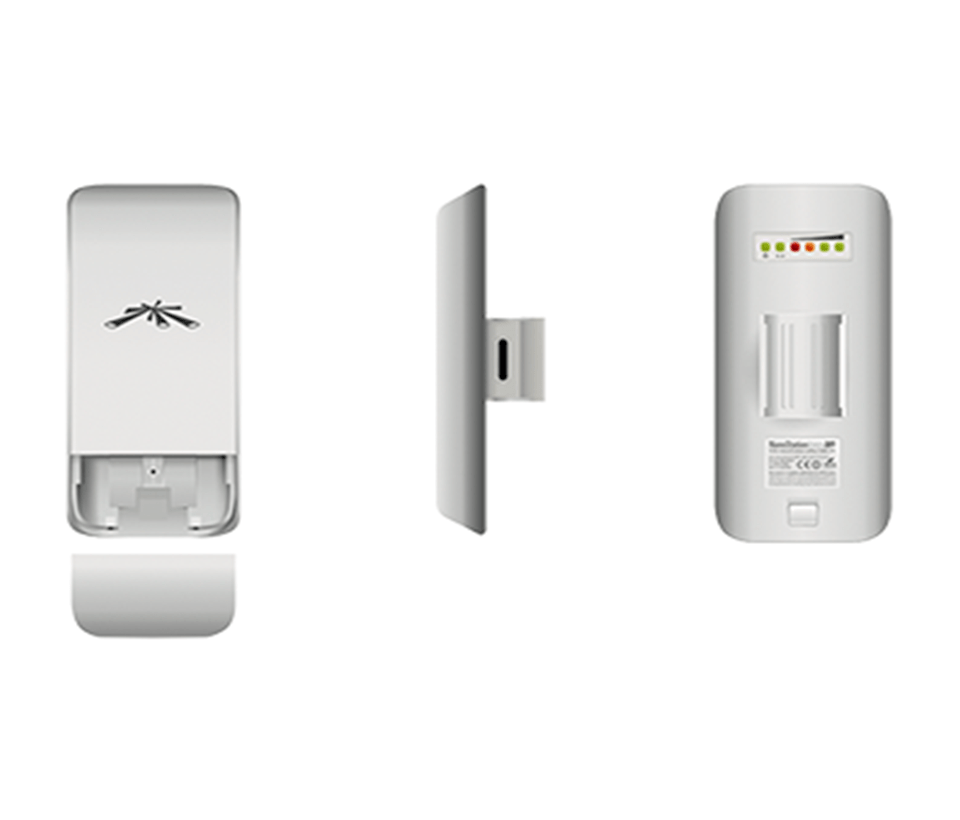 UBIQUITI NANOSTATION LOCOM5 - Radio Airmax 5.8GHz para exteriores con antena integrada tipo panel de 13 dBi MIMO potencia de 23 dBm y rendimiento de hasta 150 Mbps.