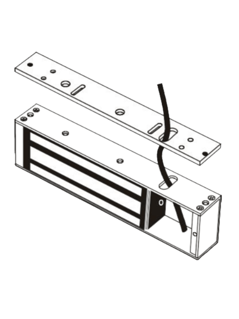 E941SB600PQ - Cerradura Electromagnética de 600 lb / Sensor de adherencia / LED de estado / Voltaje Dual 12/24 VDC / Homologada UL