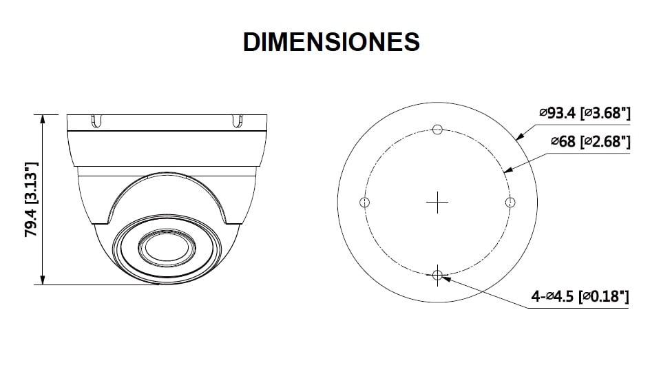 DAHUA HAC-HDW1200MN-0280B - Camara Domo 1080p/ Metálica/ Lente de 2.8mm/ 101 Grados de Apertura/ Ir de 30 Metros/ IP67/ DWDR/ BLC/HLC/AGC/ Soporta HDCVI/TVI/AHD/CBVS/