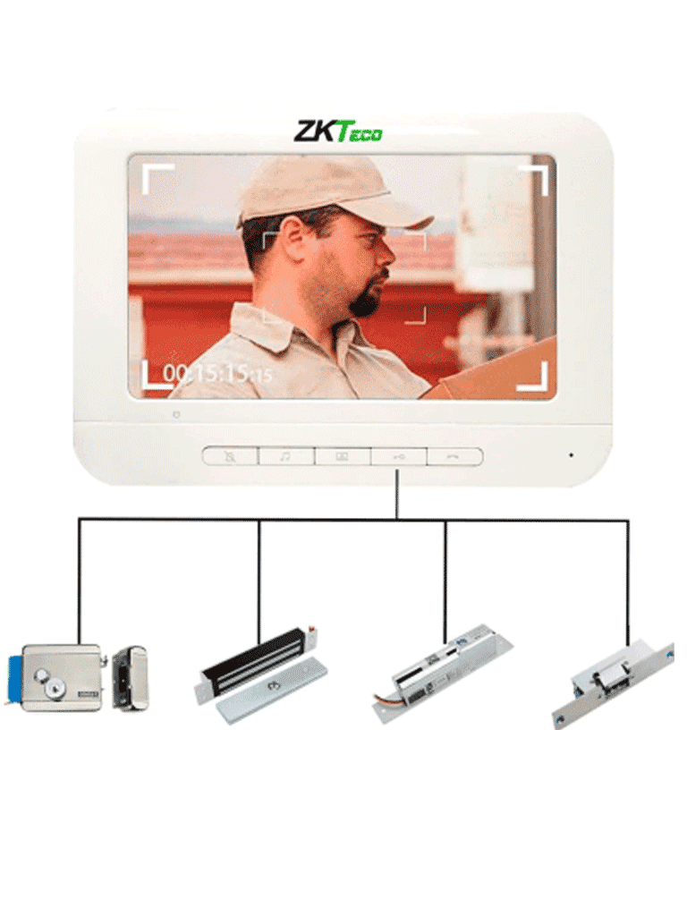 ZKTECO VDP03B3 Kit - Kit de Videoportero Analógico / Monitor de 7 Pulgadas / Frente de Calle con cámara de 1 MP / Angulo de Visión 87° / Conexión hasta 4 monitores #VIVA #SEPMAI