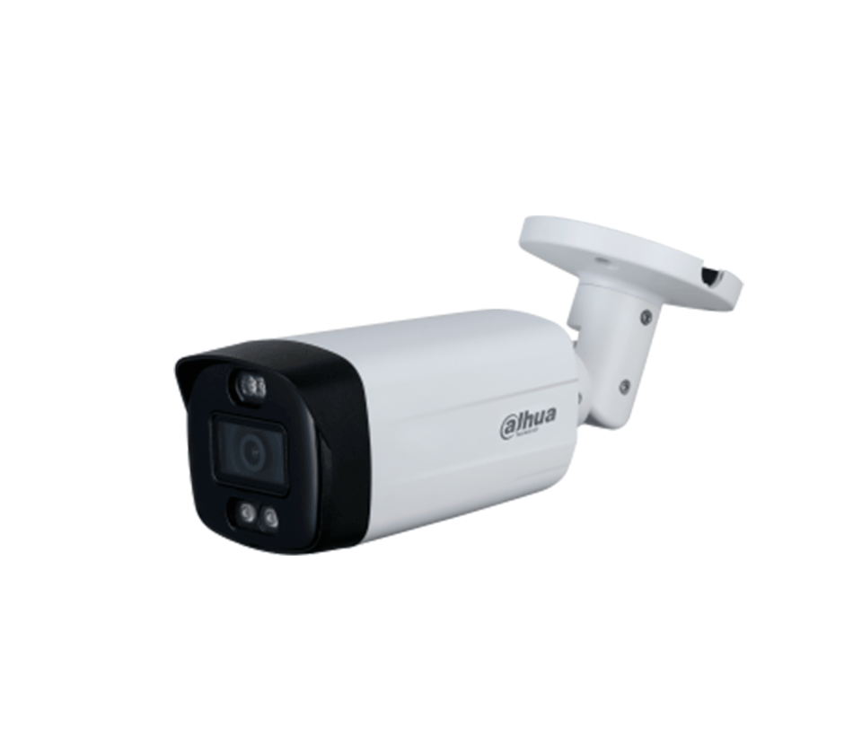 DAHUA HAC-ME1809TH-A-PV - Cámara Bullet TiOC 4k/ Disuasión Activa/ Full Color/ Estrobo Azul y Rojo/ Lente de 3.6mm/ Luz de 40 Mts/ Micrófono Integrado/ 1 Salida de Alarma/ Soporta: CVI/TVI/AHD/ IP67/