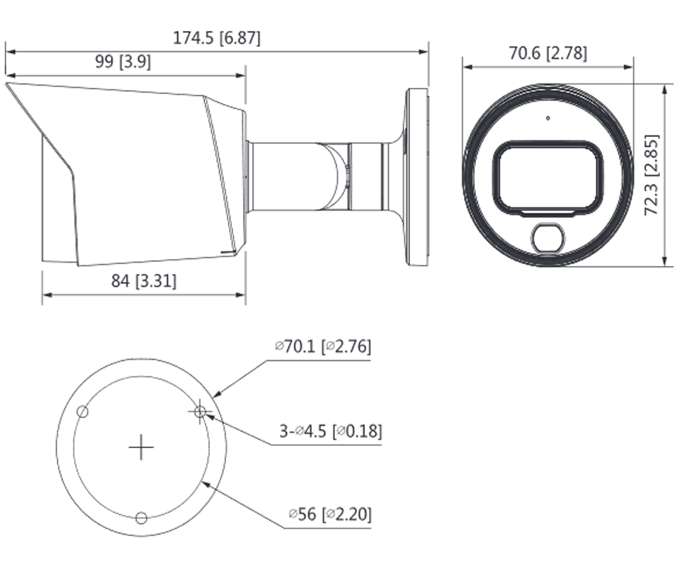 DAHUA HAC-HFW1239T-A-LED - Camara Bullet Full Color de 2 Megapixeles/ 1080p/ Microfono Integrado/ Lente de 3.6mm/ Metalica/ WDR Real de 130 dB/ Leds para 20 mts/ IP67/ Starlight/