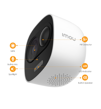 IMOU LOOC (IPC-C26EN)- Camara IP Bullet WiFi de 2 Megapixeles/ Lente de 2.8mm/ 111 Grados de Apertura/ Disuasion Activa/ Sirena y Luz integradas/ H.265/ Audio Bidireccional/ Ranura MicroSD/ PIR Integrado/ IP65/ Compatible con Alexa/