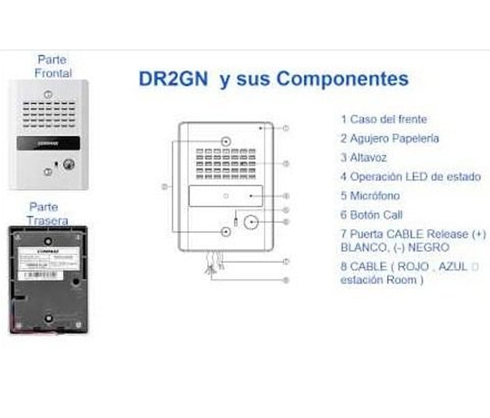 COMMAX DP2SDR2GNPACK - Paquete de audioportero frente de calle con 2 equipos de interfon con conexión directa a 110V y apertura de puerta
