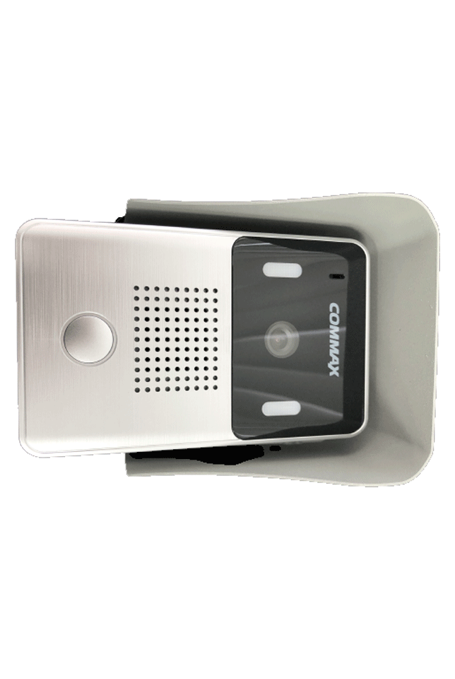 COMMAX DRC4YP - Frente de calle para videoportero  compatible con monitores Commax uso en interior y exterior/ Soporta 2 monitores/ Salida de relay para función de apertura de puerta incluye cubierta metalica