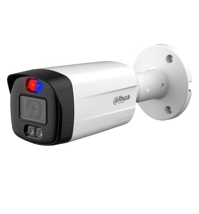 DAHUA HAC-ME1509THN-A-PV-S2 - Camara Bullet TioC de 5 Megapixeles/ Iluminador Dual Inteligente+Disuasión Activa con Luz Roja y Azul/ Lente de 2.8mm/ 111 Grados/ 40 Metros de Iluminación IR y Visible/ Micrófono Integrado/ WDR Real de 120 dB/