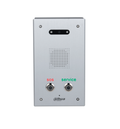 DAHUA DHI-VTA2302A - Intercomunicador de asistencia con cámara HD de 2.7" y 2MP CMOS para baja iluminación. Panel de aluminio anodizado con visión nocturna automática. Incluye botón SOS para llamadas de emergencia.