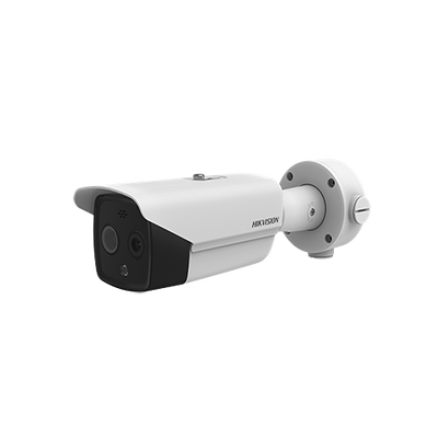 Bala IP Dual / Térmica 6.2 mm (160 x 120) / Óptico 8 mm (4 Megapixel) / DETECCIÓN DE PERSONAS 182 m / 40 mts IR / Exterior IP67 / PoE / Termométrica / Detección de Fuego / Detección de T / Micro SD 32 GB Incluida
