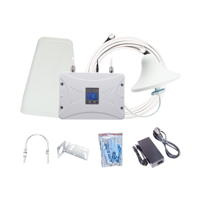 Kit Amplificador de Señal Celular 4G LTE 3G y Voz. Funciona con Todos los Operadores. Soporta Múltiples Dispositivos y Tecnologías. Hasta 1000 metros cuadrados de Cobertura