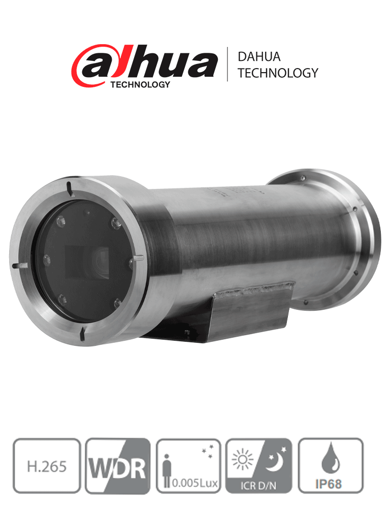 DAHUA EPC230U - Cámara IP Antiexplosión Resolución de 2 MP/ Lente Mot. 4.5 a 135mm/ ? 67.8°-2.4°/ 30x de Zoom/ IR 100 mts/ IA WizMind/ Starlight/ Hi-PoE/ WDR/ H.265+/ IP68/ E&S Alarma/ E&S Audio/ Acero Inoxidable 304