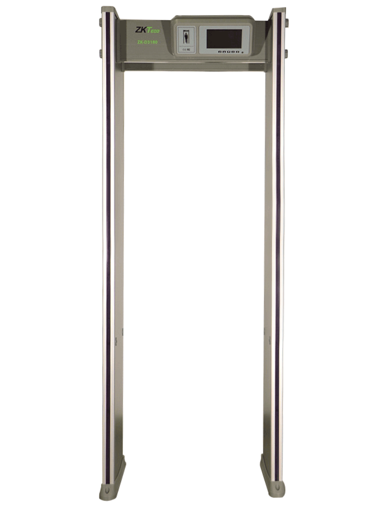 ZKTECO D3180 - Arco detector de metales con 18 zonas de detección pantalla LCD de 7" 500 niveles de sensibilidad por zona contador de alarmas y personas protección por contraseña indicadores LED y material a prueba de fuego.