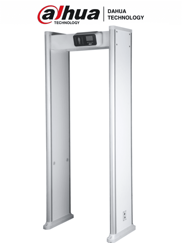 DAHUA ISC-D118C - Arco detector de metales con 18 zonas y pantalla LCD de 3.5". Ofrece 9 sonidos de alarma ajustables en 10 niveles de volumen luces indicadoras por área contador de pasos y alarmas y 255 niveles de sensibilidad configurables.