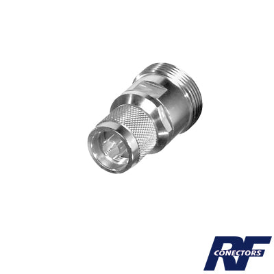 Adaptador en Línea de Conector DIN 7-16 Hembra a N Macho Plata/ Plata/ Teflón.