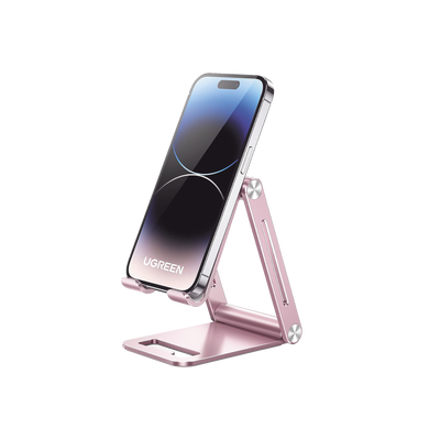 Soporte para Teléfono Celular de Aluminio / Angulo Ajustable / Amplia Compatibilidad con dispositivos de 4.7 a 7.9 / Antideslizante / Antiarañazos / Plegable / Color Rosa