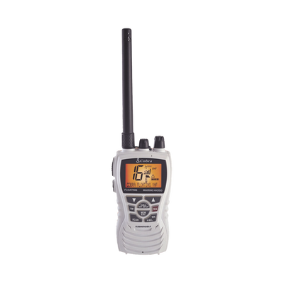 Radio portátil marino flotante y sumergible con función de eliminación de agua de la bocina mediante vibración potencia de RF de 6 Watts.