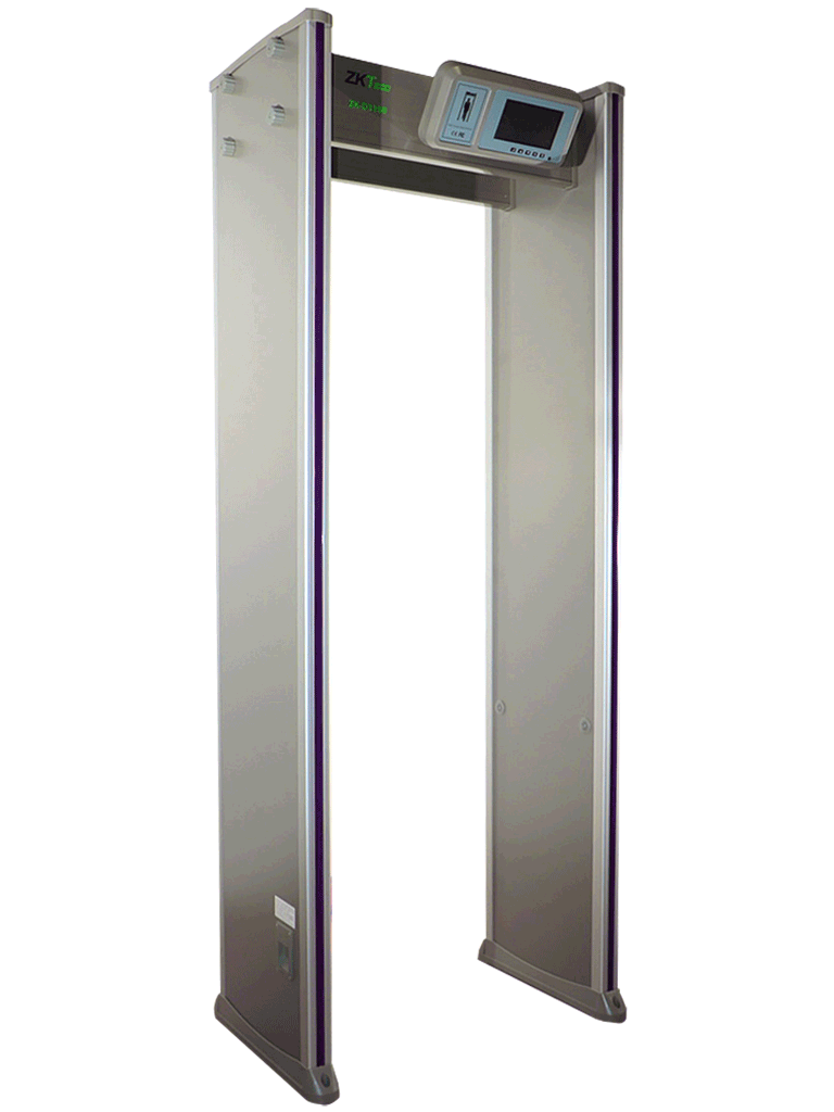 ZKTECO D3180 - Arco detector de metales con 18 zonas de detección pantalla LCD de 7" 500 niveles de sensibilidad por zona contador de alarmas y personas protección por contraseña indicadores LED y material a prueba de fuego.