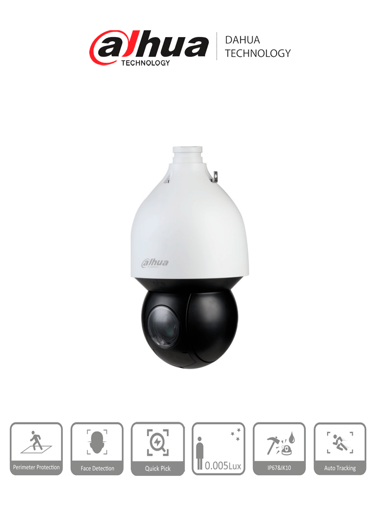 DAHUA DH-SD5A432GB-HNR - Cámara IP PTZ 4MP con tecnología Acupick WizSense y Starlight. Zoom óptico 32x IR de 150m Autotracking detección de rostros y objetos SMD 4.0 PoE+ IP67 IK10. Ideal para vigilancia avanzada con alta precisión y resist