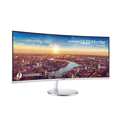 Monitor Curvo 34" QLED con Quantum Dot color Blanco / Aspecto 21:9 / Resolucion 3440 x 1440 / Frecuencia 100Hz / Entradas de Video HDMI / DisplayPort / Compatible VESA 100x100 / bocinas integradas