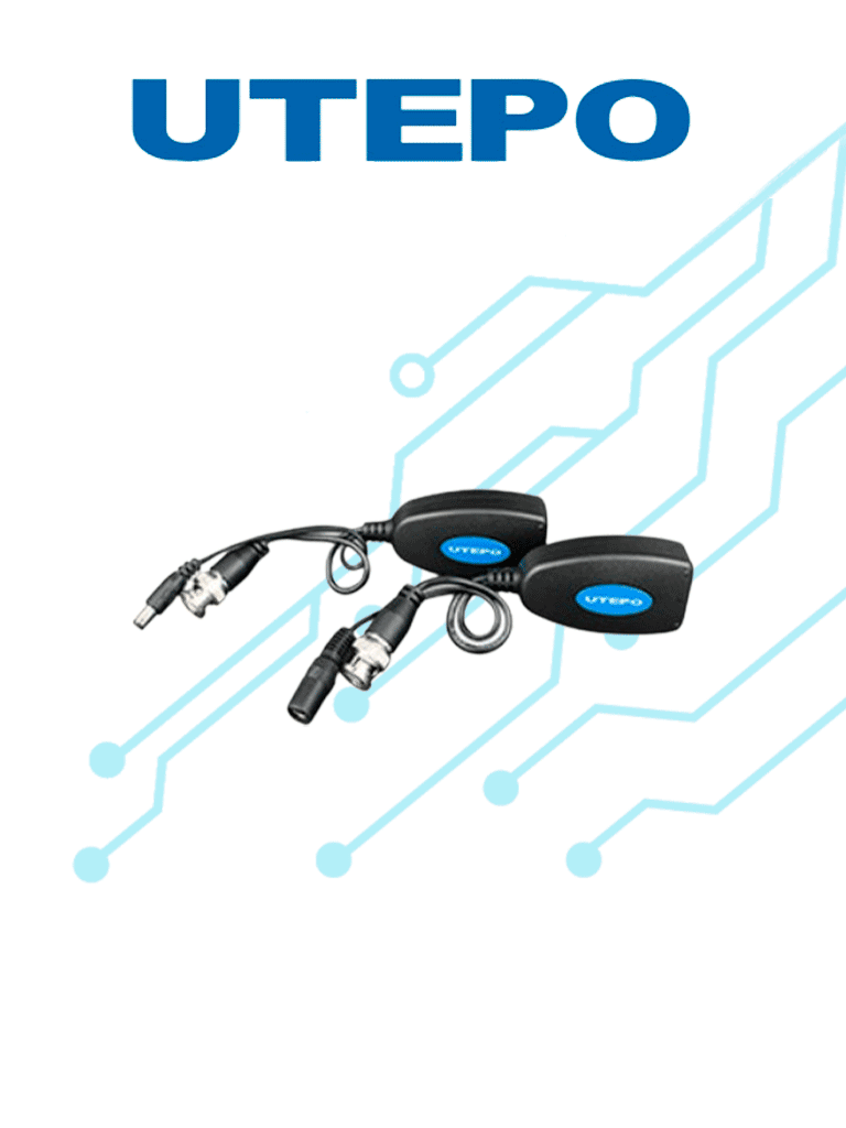 UTEPO UTP101PVHD12 - Par de transceptores 4K para video y energía con entradas RJ45 4K hasta 150m con CVI 4MP y 2MP hasta 250m