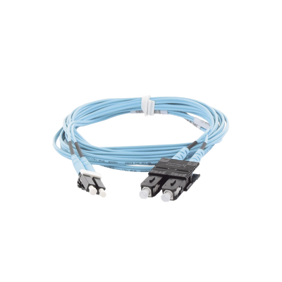 Jumper de Fibra Optica Multimodo 50/125 OM3 LC-SC Duplex OFNR (Riser) Color Aqua 10 Metros