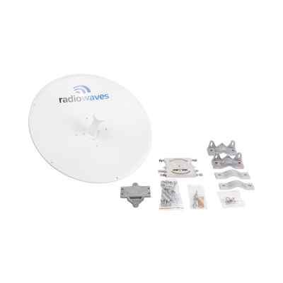Antena de alto desempeño Dimensiones (2 ft) Ganancia de 29 dBi 5.25-5.85 GHz Conectores N-hembra Fácil instalación Preensamblada Montaje incluido