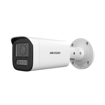 Bala IP 4 Megapíxel / Lente Motorizado 2.8 a 12 mm / Dual Light (50 mts IR + 50 mts Luz Blanca) / ACUSENSE Lite / Microfono Integrado / Exterior IP67 / WDR 120 dB / PoE / Micro SD