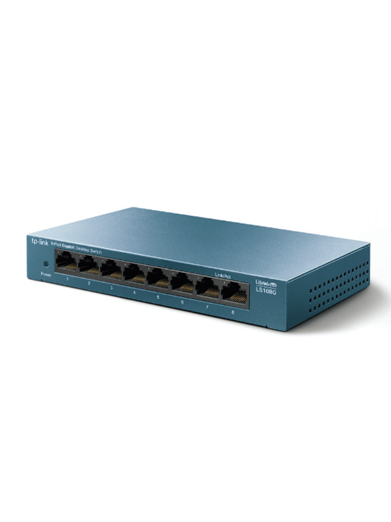 TP-LINK LS108G - Switch de escritorio Gigabit de 8 puertos 10/100/1000Mbps y carcasa metálica.