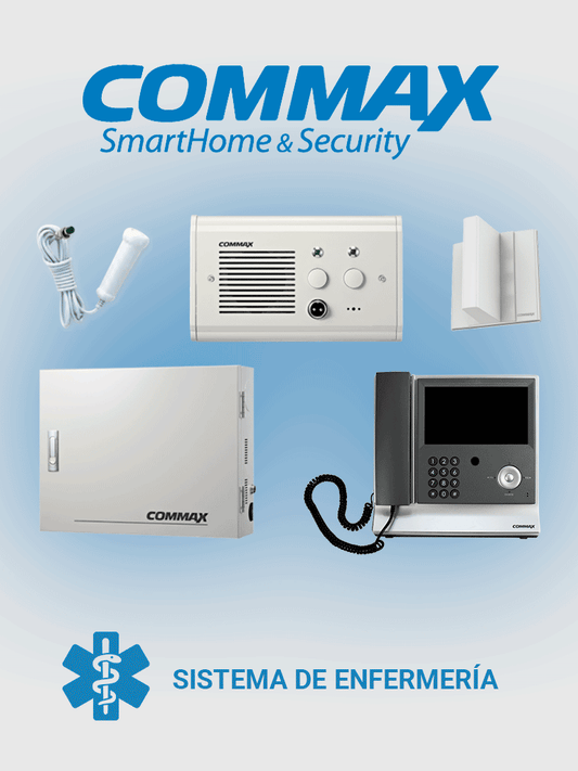 COMMAX ENFERMERIAPACK10 - Paquete de solución de enfermería para 10 habitaciones de Hospital/ Incluye unidad central  unidad de enfermería  10 subestaciones de cama  10 botones pulsadores y 10 luces de corredor