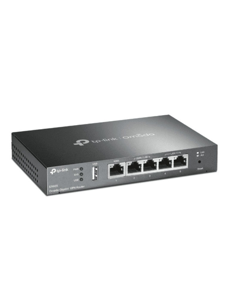 TP-LINK ER605 - Router Omada VPN SDN Multi-WAN Gigabit con 1 puerto WAN Gigabit 2 LAN Gigabit y 2 configurables LAN/WAN hasta 25 000 sesiones concurrentes con gestión centralizada Omada o stand-alone y 1 puerto USB 2.0.