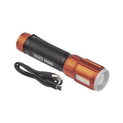 Linterna LED Portátil Recargable 500 Lúmenes con Luz Frontal y Lateral de Trabajo. Lámpara con tapa de Extremo con Imán USB-C