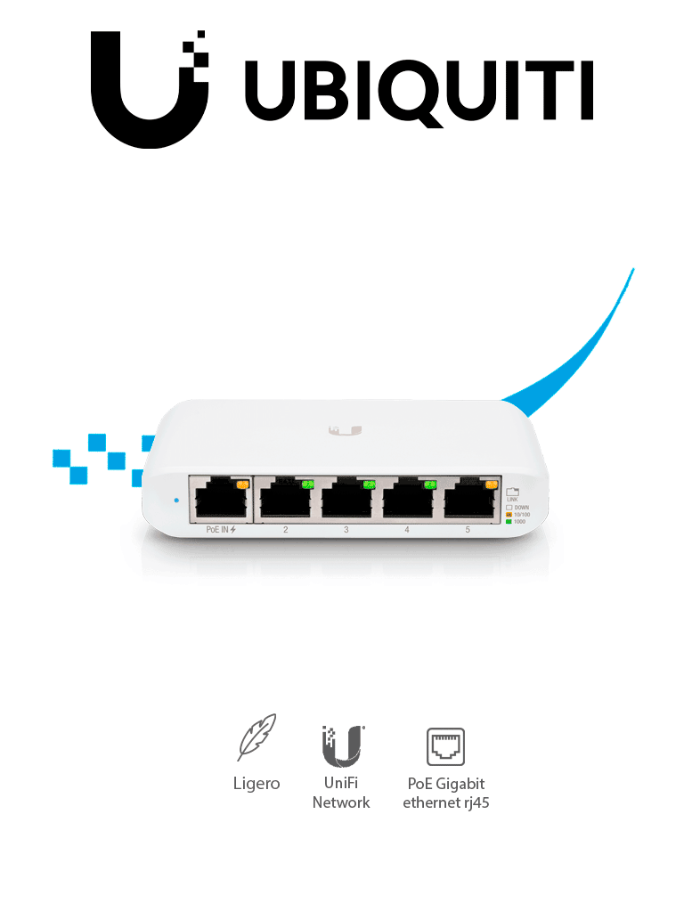 UBIQUITI USW-FLEX-MINI Switch UniFi Administrable Compacto de 5 Puertos 10/100/1000 Mbps entrada de PoE 802.3af/at