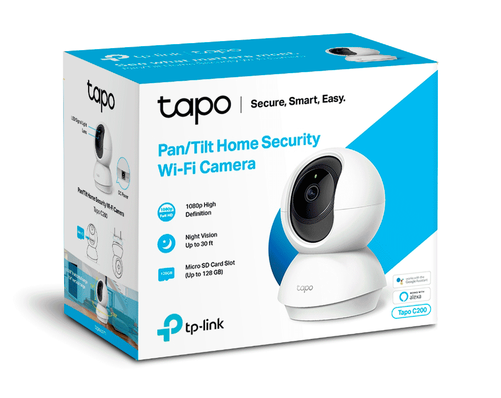 TP-LINK TAPO C200 - Cámara Domo IP PT WiFi para Interior con resolución de 2 MP visión nocturna notificaciones push WiFi 2.4 GHz ranura para Micro SD y audio de doble vía. #TP9