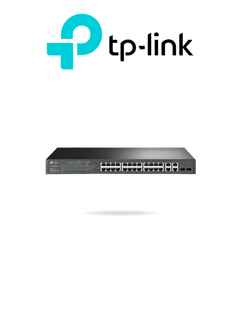 TP-LINK SL2428P - Switch PoE+ JetStream SDN administrable con 24 puertos 10/100 Mbps 2 puertos 10/100/1000 Mbps (Uplink) 2 puertos SFP (combo 2 RJ45 10/100/1000 Mbps) capacidad de 250W y administración centralizada OMADA SDN.