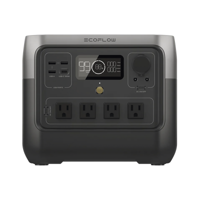 EcoFlow River 2 Pro | Estación de Energía Portátil 768Wh Litio LFP / 4 AC 800W (Max. 1600W) / 1 USB-C 100W / 3 USB -A 12W / Cargador de Coche 10A  126W Max. / Conectividad WiFi y Bluetooth (App) / Carga Solar 220W Max.