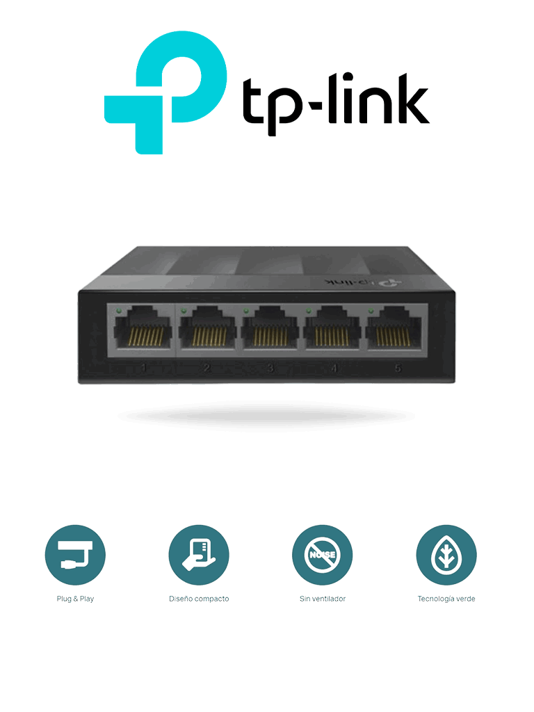 TP-LINK LS1005G - Switch para escritorio 5 puertos 10/100/1000Mbps.