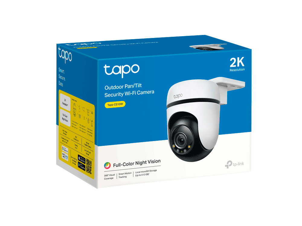 TP-LINK TAPO C510W - Cámara IP WiFi motorizada para exterior de 3 MP lente 3.9 mm iluminadores IR 30 #BF2024 m micrófono y bocina integrados IP65 ranura MicroSD LED luz blanca WiFi 2.4 GHz y Smart Motion Tracking. #TP9 #MCI2