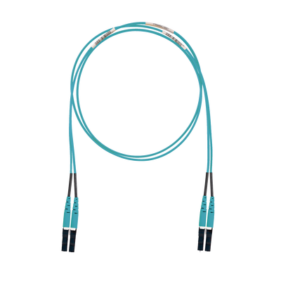 Jumper de Fibra Optica Multimodo 50/125 OM3 LC-LC Duplex LSZH (Cero Halógenos) Color Aqua 3 Metros
