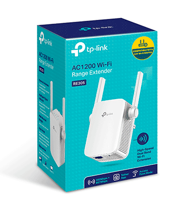 TP-LINK RE305 - Repetidor de señal WiFi AC1200 2.4GHz (300Mbps) y 5GHz (867Mbps) Indicador Inteligente de Señal Modo punto de acceso 2 antenas externas 1 puerto 10/100Mbps Ethernet (RJ45)