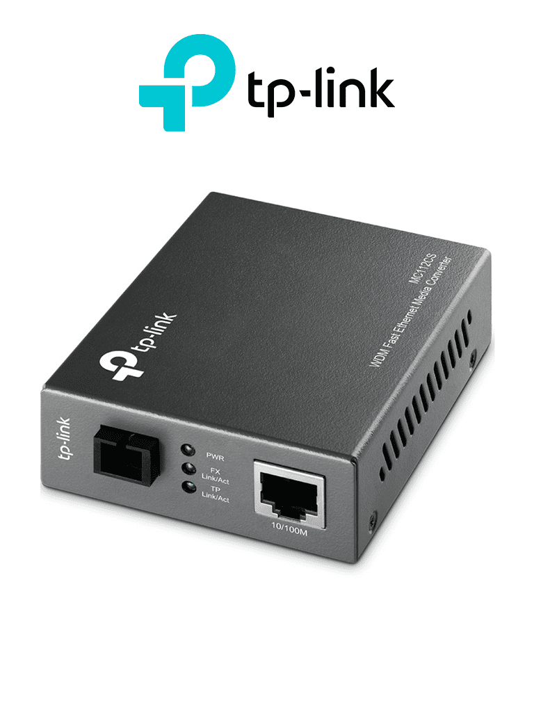 TP-LINK MC112CS - Convertidor de Fibra Óptica WDM Monomodo con 1 puerto RJ45 10/100 Mbps y 1 puerto SC/UPC 100 Mbps. Alcance de hasta 20 km. Requiere el modelo MC111CS para su funcionamiento. Plug and play.